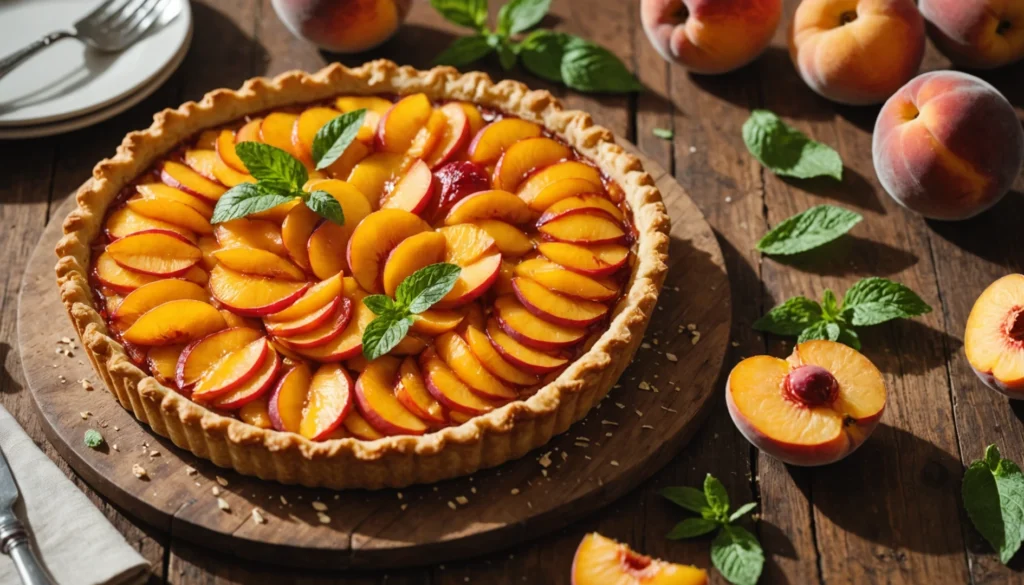 tarte aux pêches plates